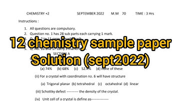 12 chemistry sample paper solution| September 2022 #pseb #psebboardexam