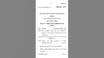 BEGG 171 Dec 2024 | Media and communication skills | @eduignou