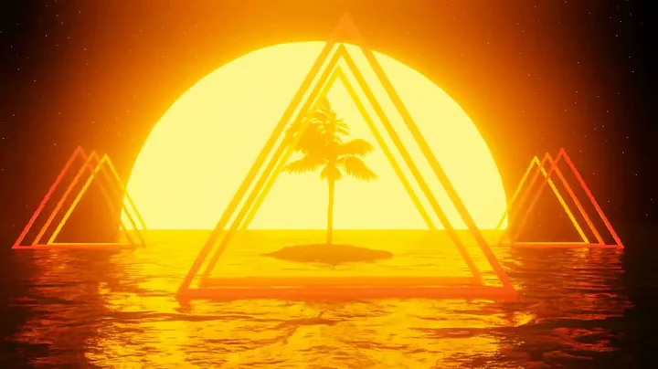 80s Retro Sunset With Palm Trees Screensaver 4K