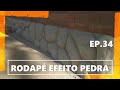 CHALÉ DE TIJOLO ECOLOGICO, EP.34 aprenda fazer do zero RODAPÉ efeito PEDRA...COM AREIA E CIMENTO