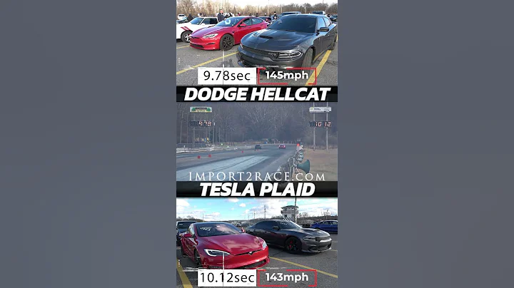 Tesla Plaid vs Dodge Hellcat Drag Race @ Island Dragway