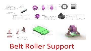 Belt Roller Support Part Drawing and Assembly in the Solidworks