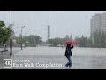 (4K) Rain Walk Compilation | Heavy Rain | Rainy park | Binaural Rain Sounds | Sleeping & Relaxation