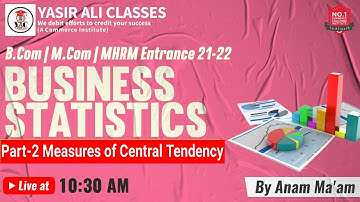 Part-2, Business Statistics | Measures of Central Tendency B.COM/M.COM & MHRM  | AMU ENTRANCE 21-22