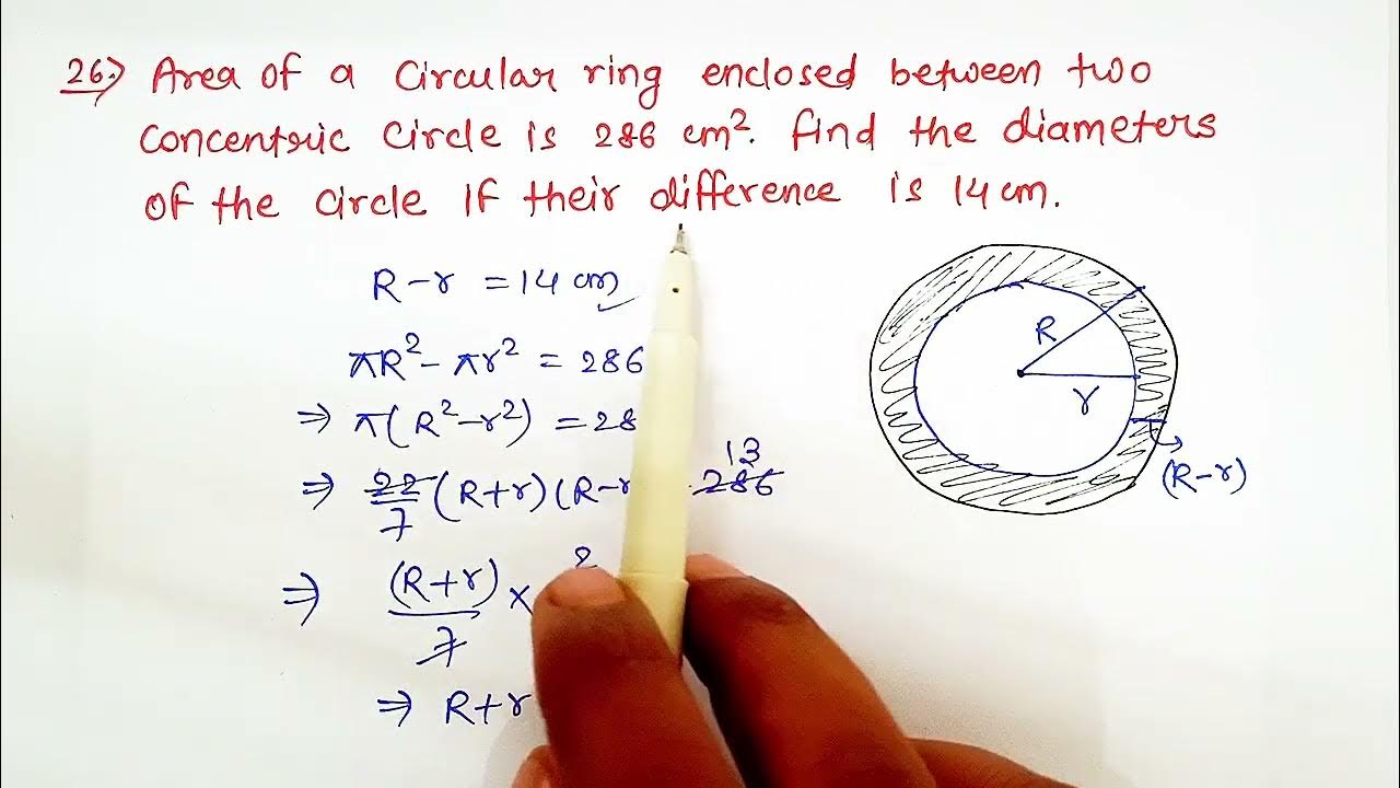 26. area of a circular ring enclosed between two concentric circle is ...