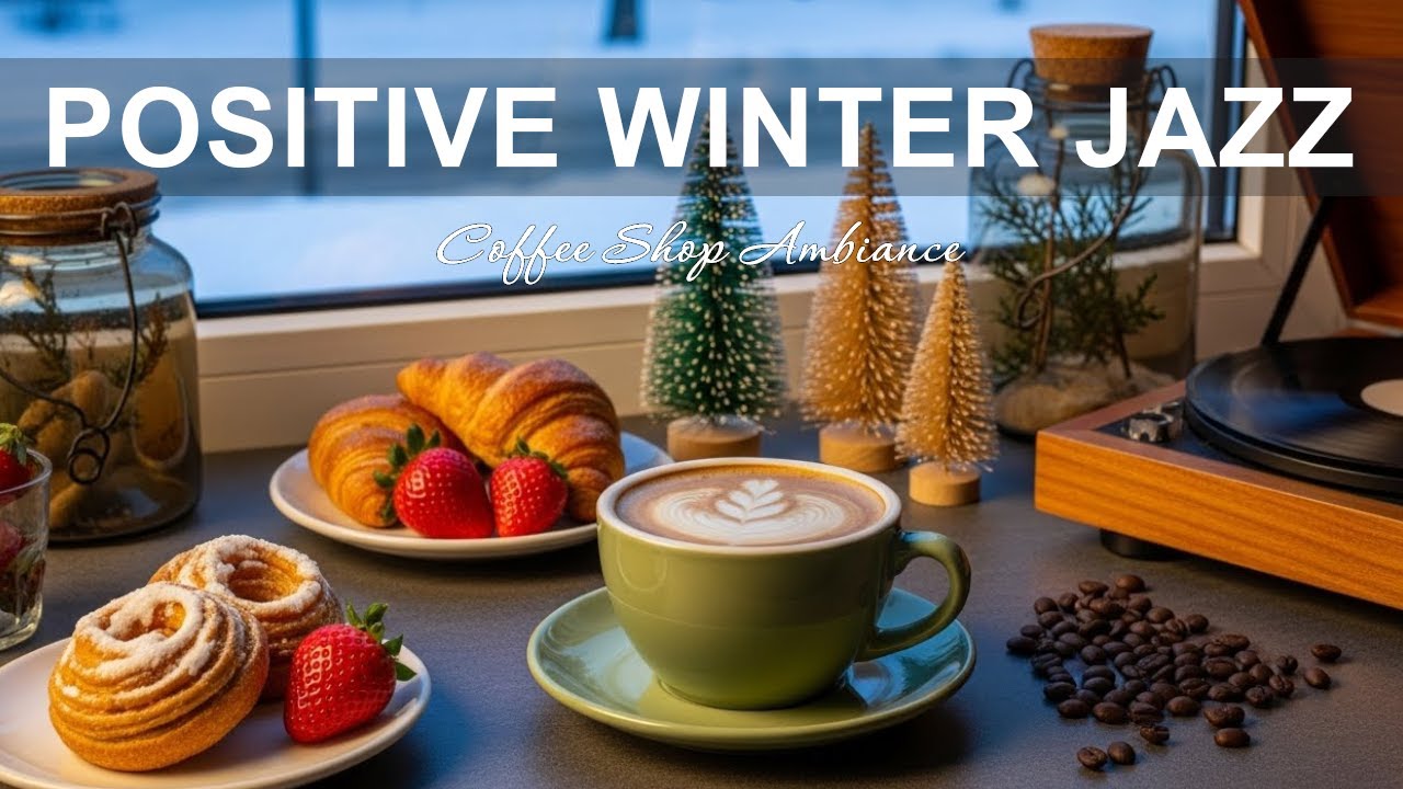 Positive Winter Jazz☕Happy Lightly Coffee Shop Ambiance & Bossa Nova Piano for Stress Relief