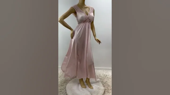 SOLD; vintage Olga nightgown long pink nylon size ...