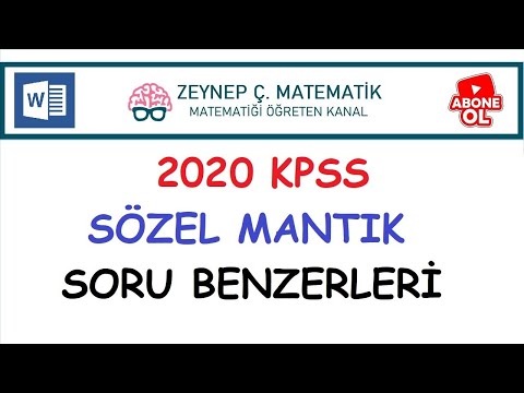 2020 KPSS SÖZEL MANTIK SORU BENZERLERİNİN ÇÖZÜMLERİ (27-30. SORULAR)