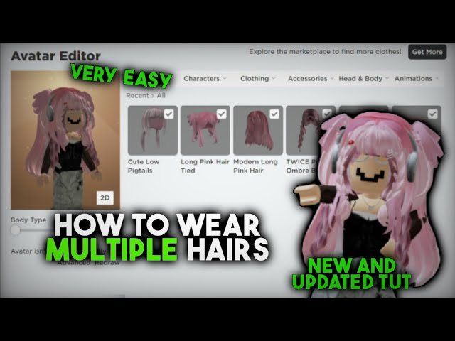 roblox #2023 #tutorial #hair #girls #boys #share #foryoupage #fyp, how to  equip 2 hairs