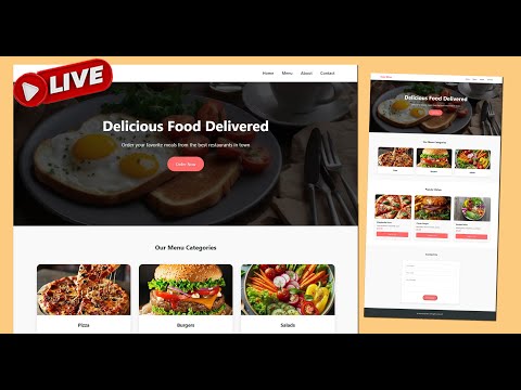 LIVE: Build a Food Ordering Website with HTML & CSS 🍔 | Beginner ...