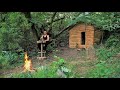 Bushcraft Survival Cabin, Building a Fish Trap, Baking Fish in Clay, Alone Life Off Grid