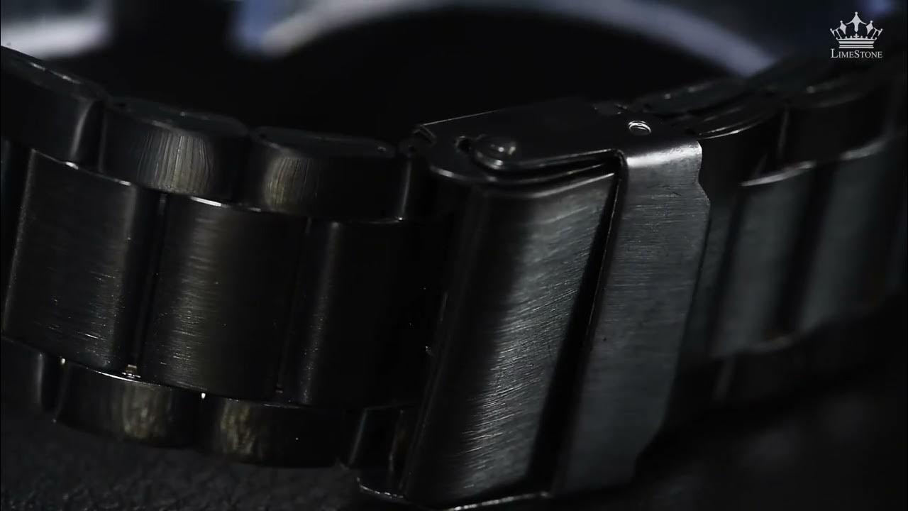 LIMESTONE OTUS Day and Date Functioning Series Square Grey Chain Quartz