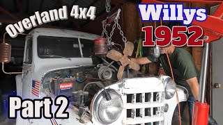 1952 Willys Overland 4x4 Truck  Part 2, Removing the Engine, Carb, Starter