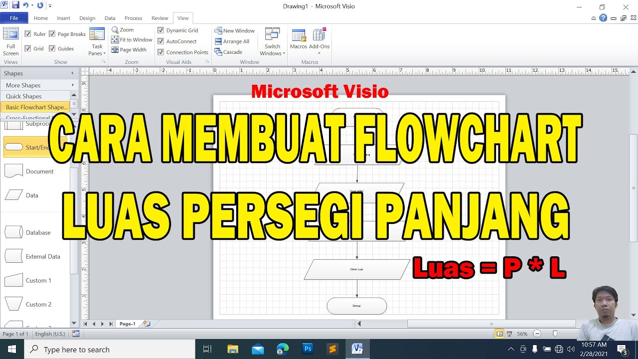 CARA MEMBUAT FLOWCHART LUAS PERSEGI PANJANG  YouTube