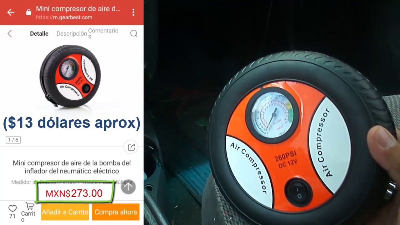 Inflador Llantas Portáti Probando Mini COMRESOR CHINO -