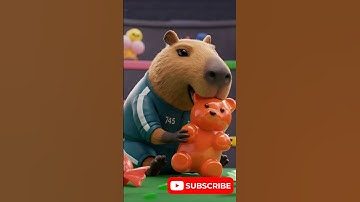 Delicious Giant Red Gummy ASMR With Squidgame Capybara #shorts #capybara #squidgame #asmr