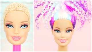 Muhteşem Barbie Kıvırcık Saç Yapımı Fikirleri ve Parıltılı Elbise Kendin Yap Barbie Kıyafet Yapımı