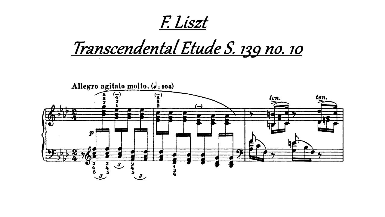 F. Liszt - Transcendental etude S. 139 no. 10 in F minor - YouTube