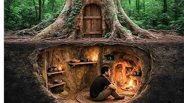 150 Days Building a Secret Tree House Inside a Giant Tree | Primitive Survival Skill