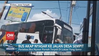 Bus AKAP Nyasar ke Jalan Desa Sempit