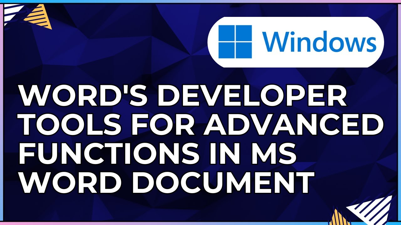 How To Use Word's Developer Tools In a Microsoft Word Document-For ...