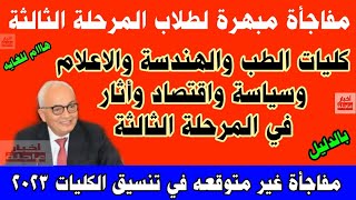 نتيجة تنسيق المرحلة الثالثة 2023|كليات قمة في المرحلة الثالثة لتنسيق الكليات|تنسيق الجامعات 2023