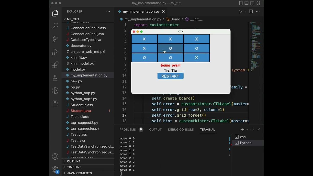 Tik tac toe using customtkinter - YouTube