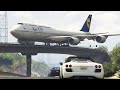 Exceptional Landing by 'JUMBO' Airplane at Railway Bridge | GTA 5