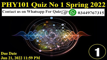 PHY101 Quiz 1 Solved Spring 2022 || 03449767315 || @LearningWithAbidAli