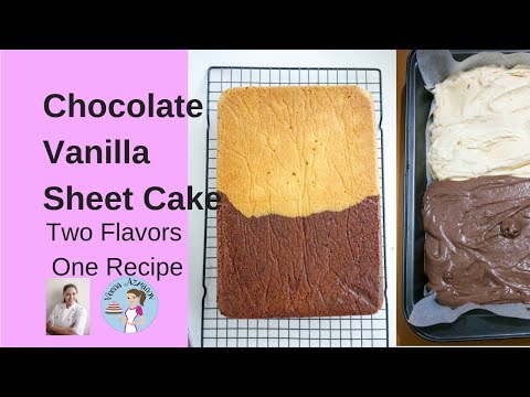 chocolate-vanilla-sheet-cake-recipe|-two-in-one-sheet-cake