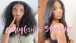 Curly to Straight Hair Tutorial (2021)