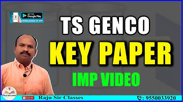 TS GENCO | TS GENCO EXAM KEY PAPER | Raju Sir Classes