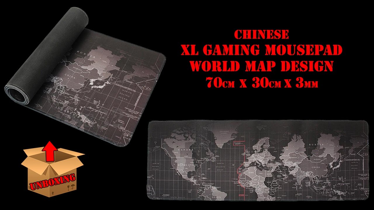 Large PC-Gaming mouse pad 70cm x 30cm World Map design.