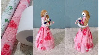 ازاي تصنعي عروسة/دمية من ورق الكريشة/مهارات رائعة سهلة وبسيطة/How to make a paper bride/DIY