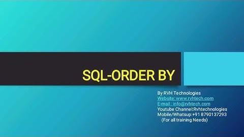 SQl Course| Sql order by | sql training