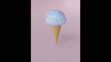 Blender 3D Geometry Nodes Cotton Candy Ice Cream Cone Looping Animation