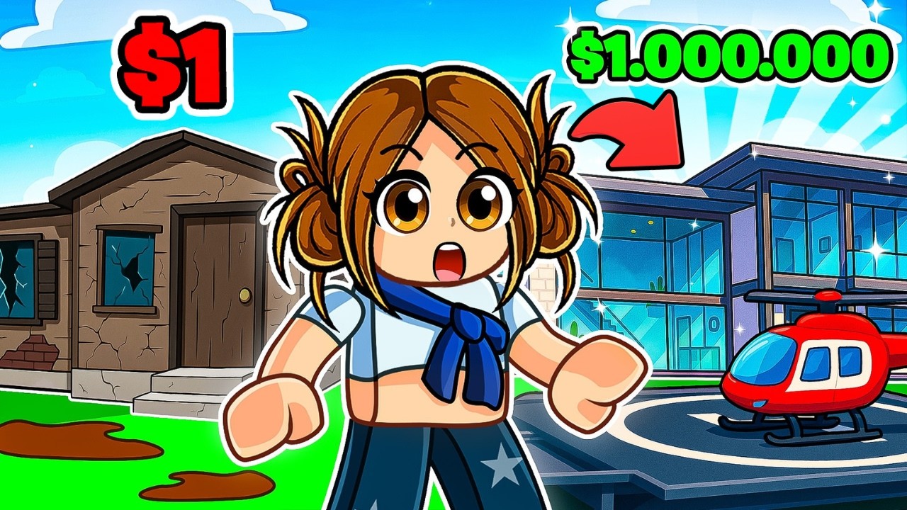 1 DOLARLIK FAKİR EV 1 MİLYON DOLARLIK ZENGİN EV SAHİBİ OLDUM💥ROBLOX BROOKHAVEN🏡RP