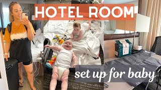 Hotel Room Setup for BABY! travelling with our twins!