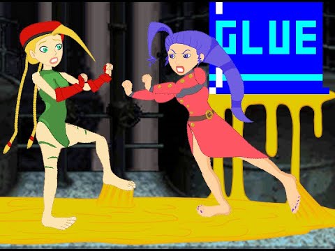 Cammy VS Rose vs Glue: Street Fighter Stuck [Barefoot]