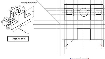 Engineering Drawing Tutorials Orthographic drawing 2 with Front view & Side view T 6 6   YouTube