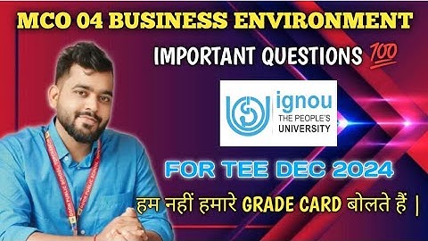 MCO 04 🌟 Important Questions for MCO-04 Business Environment - IGNOU December 2024 🌟