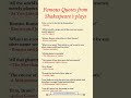 Shakespeare: The Most Famous Quotes #shorts #trending
