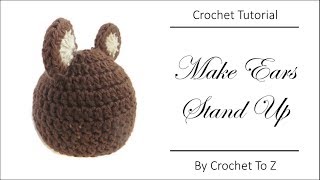 How to Attach Crochet Ears To Hat so that they stand up on their own