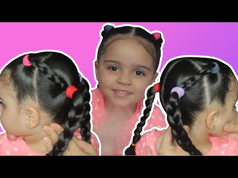 Children&rsquo;s Hairstyle With Garters Two Ponytails