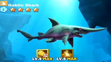 Hungry Shark Heroes Goblin Shark Max Lvl 40, Max Lvl 4 Training, Android Gameplay