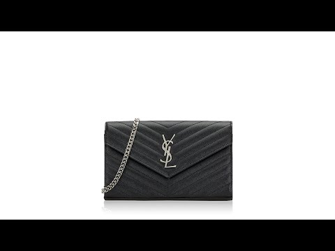 Saint Laurent Grain De Poudre Matelasse Chevron Monogram Chain Wallet Black Saint Laurent Grain De Poudre Matelasse Chevron Monogram Chain Wallet Black