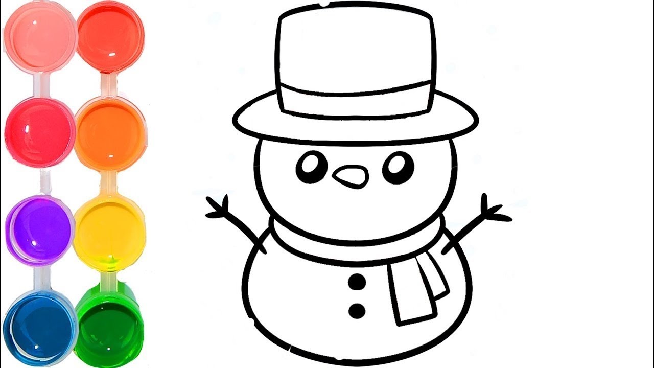 Coloring cute snowman, painting and drawing for kids and toddlers ...