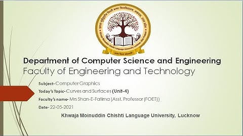 Lecture 17: Computer Graphics- Curves and Surfaces (Unit-4)