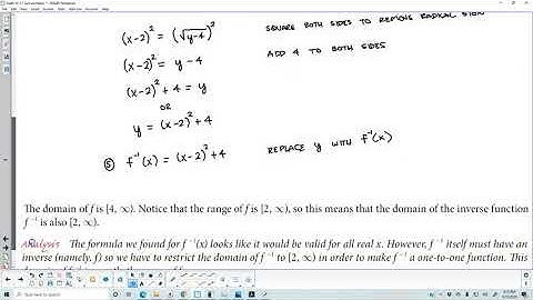 Math 10 3.7 Example 9 Solving to Find an Inverse with Radicals