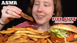 ASMR FIVE GUYS CHEESEBURGER MUKBANG (No Talking) EATING SOUNDS